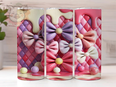 3D Coquette Bow Tumbler, Puffy Wrap Design, 3D Bow Pattern, Sublimation Tumbler, 20oz Skinny Cup, Girly Style, Seamless Drinkware Sublimation Lara' s Designs 