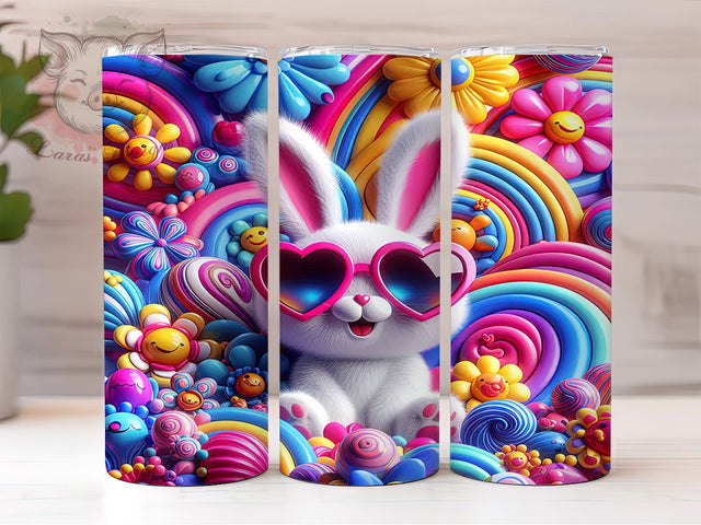3D Coquette Easter Bunny Tumbler, 3D Bunny Tumbler, Cute Easter Bunny Wrap, Spring Bunny Wrap, Stylish 20oz Wrap, Sublimation Design, Trendy Gift Idea Sublimation Lara' s Designs 