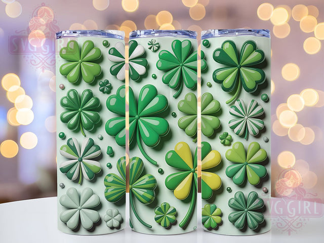 3D Coquette Shamrock Tumbler, Lucky Clover Tumbler, Stylish 20oz Wrap, Sublimation Design, Trendy Gift Idea, Irish Shamrock Wrap, St. Patrick’s Lucky Tumbler Sublimation SvggirlplusArt 
