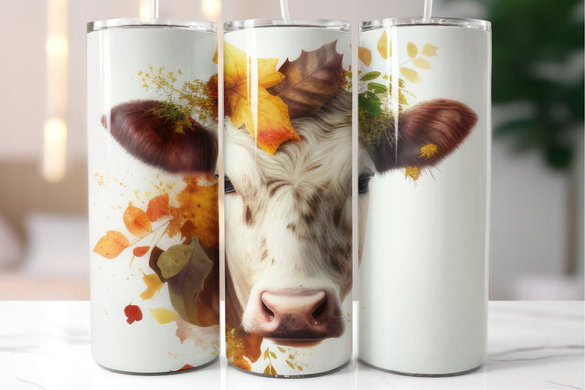 3D Cow Tumbler Wrap. Fall Cow Tumbler Sublimation Sublimation Olga Terlyanskaya 