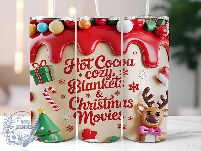 3D Cozy Christmas Cocoa Tumbler, North Pole Holiday Wrap, Festive Cocoa Sublimation, Winter Wonderland Cup, 20Oz Skinny Tumbler Wrap, Cozy Hot Chocolate Mug, Magical Christmas Design Sublimation ToriDesigns 