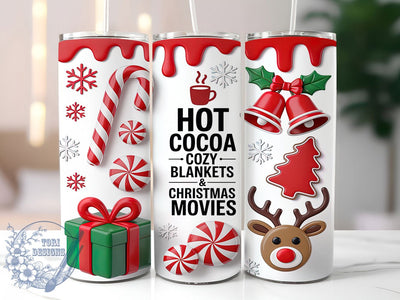 3D Cozy Christmas Cocoa Tumbler, North Pole Holiday Wrap, Festive Cocoa Sublimation, Winter Wonderland Cup, 20Oz Skinny Tumbler Wrap, Cozy Hot Chocolate Mug, Magical Christmas Design Sublimation ToriDesigns 