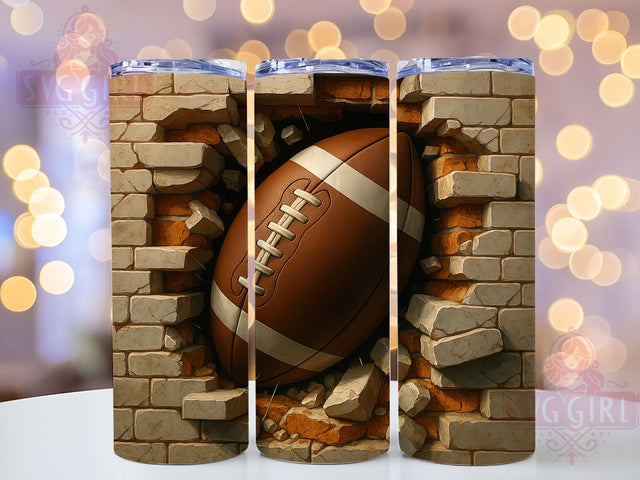 3D Cracked Wall Football Fan Tumbler Wrap, Breaking Wall Tumbler, American Football PNG, Sports Tumbler For Men, 20oz Skinny Tumbler, Cracked Wall Sublimation, Football Fan Gift Sublimation SvggirlplusArt 