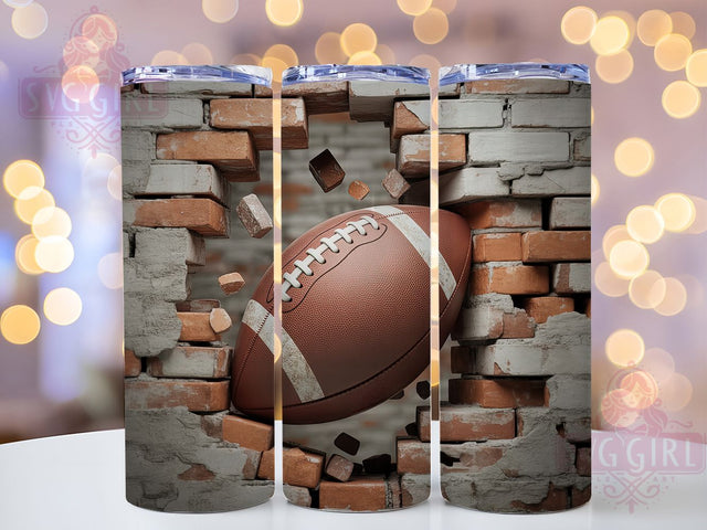 3D Cracked Wall Football Fan Tumbler Wrap, Breaking Wall Tumbler, American Football PNG, Sports Tumbler For Men, 20oz Skinny Tumbler, Cracked Wall Sublimation, Football Fan Gift Sublimation SvggirlplusArt 