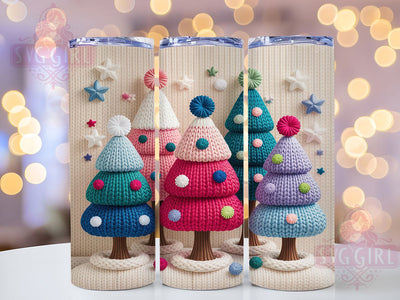 3D Crochet Christmas Trees Tumbler, Knitting Holiday Sublimation Design, Festive Cup Art, 20oz Xmas Tumbler, Whimsical Tree Mug, Stylish Christmas Cup, Cozy Holiday Wrap Sublimation SvggirlplusArt 