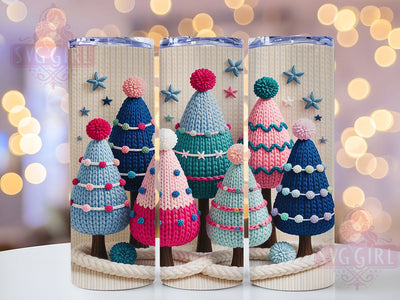 3D Crochet Christmas Trees Tumbler, Knitting Holiday Sublimation Design, Festive Cup Art, 20oz Xmas Tumbler, Whimsical Tree Mug, Stylish Christmas Cup, Cozy Holiday Wrap Sublimation SvggirlplusArt 
