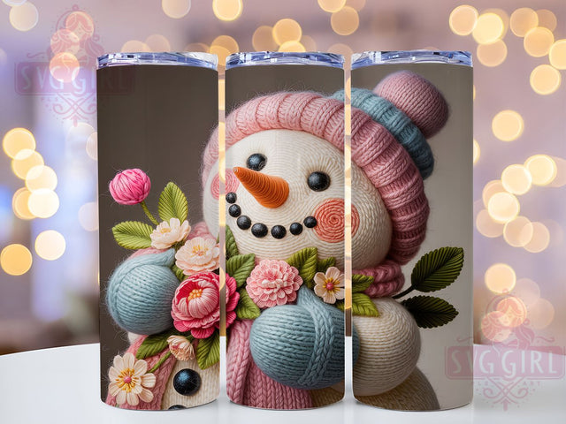 3D Crocheted Snowman Christmas Tumbler, Embroidery Snowman Sublimation Design, Cozy Winter Tumbler Wrap, 20oz Skinny Tumbler Wrap, Cute Snowman Christmas Wrap, Textured Holiday Drinkware, Handmade Style Subl Sublimation SvggirlplusArt 