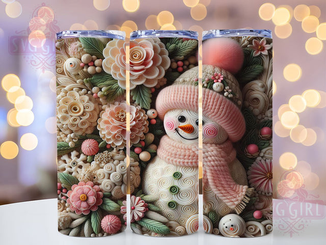 3D Crocheted Snowman Christmas Tumbler, Embroidery Snowman Sublimation Design, Cozy Winter Tumbler Wrap, 20oz Skinny Tumbler Wrap, Cute Snowman Christmas Wrap, Textured Holiday Drinkware, Handmade Style Subl Sublimation SvggirlplusArt 