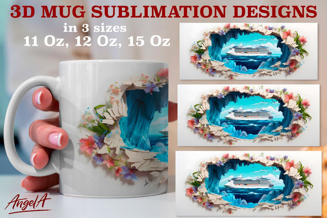 3d cruise mug sublimation designs / cruise ship in broken wall Sublimation Angelina Semenova 