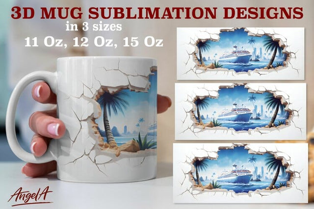 3d cruise mug sublimation designs / cruise ship, palm trees Sublimation Angelina Semenova 