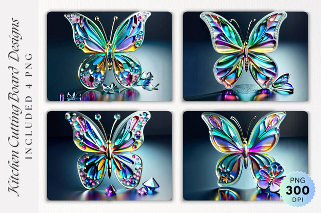 3d Crystal butterfly cutting board PNG Design Sublimation Regulrcrative 