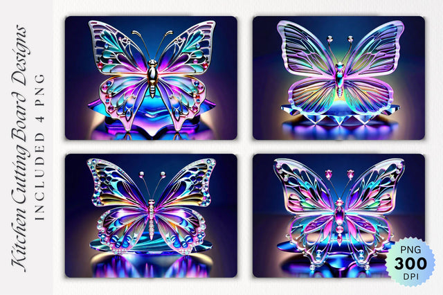 3d Crystal butterfly cutting board PNG Design Sublimation Regulrcrative 