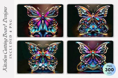 3d Crystal butterfly cutting board PNG Design Sublimation Regulrcrative 