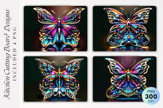 3d Crystal butterfly cutting board PNG Design Sublimation Regulrcrative 