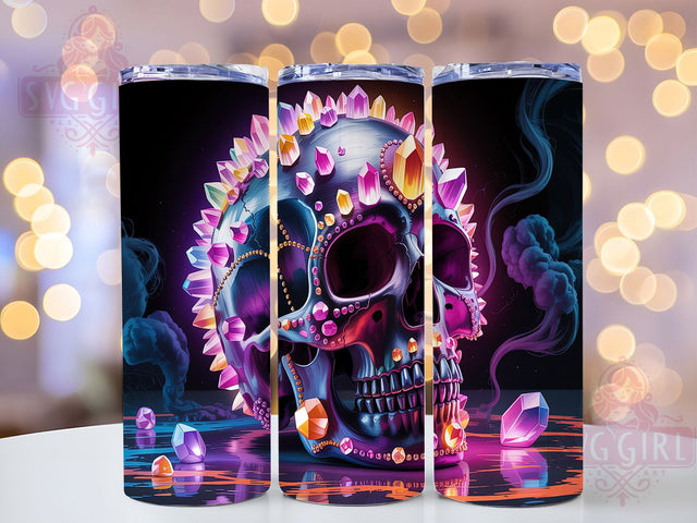 3D Crystal Skull Gothic Art Tumbler, Gradient Skull Wrap, Glassy Jewelry Tumbler, 20oz Sublimation, Crystal Skull Mug, Gothic Tumbler Design, Skull Art Cup Sublimation SvggirlplusArt 