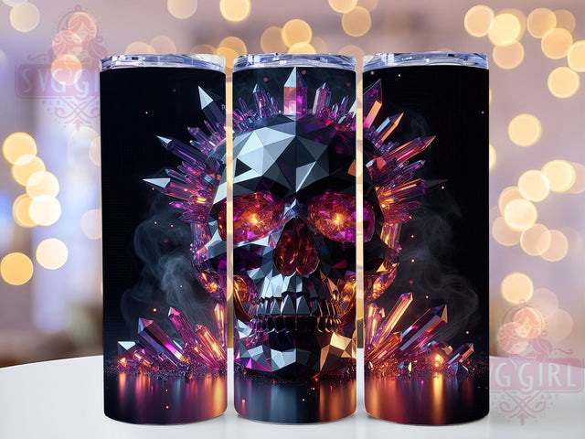 3D Crystal Skull Gothic Art Tumbler, Gradient Skull Wrap, Glassy Jewelry Tumbler, 20oz Sublimation, Crystal Skull Mug, Gothic Tumbler Design, Skull Art Cup Sublimation SvggirlplusArt 