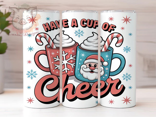 3D Cup of Cheer Christmas Tumbler, Cup Of Cheer Wrap, Festive Holiday Sublimation Design, Cheerful Mug Cup, 20Oz Skinny Tumbler Wrap, Realistic Christmas Mug, Funny Holiday Drink Design Sublimation Lara' s Designs 