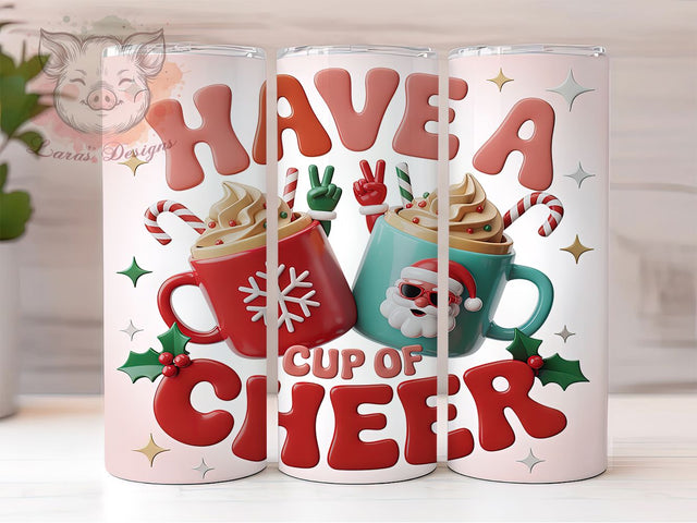 3D Cup of Cheer Christmas Tumbler, Cup Of Cheer Wrap, Festive Holiday Sublimation Design, Cheerful Mug Cup, 20Oz Skinny Tumbler Wrap, Realistic Christmas Mug, Funny Holiday Drink Design Sublimation Lara' s Designs 