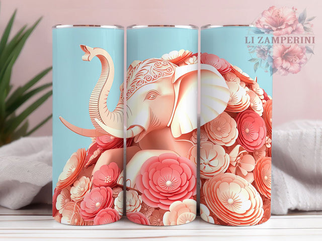 3D Cute Baby Elephant Tumbler, Cute Animal Wrap, Adorable Elephant Cup, Artistic Sublimation Design, Safari Gift Tumbler, Sweet Elephant Wrap, Exotic Baby Cup Sublimation Li Zamperini 