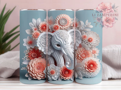 3D Cute Baby Elephant Tumbler, Cute Animal Wrap, Adorable Elephant Cup, Artistic Sublimation Design, Safari Gift Tumbler, Sweet Elephant Wrap, Exotic Baby Cup Sublimation Li Zamperini 