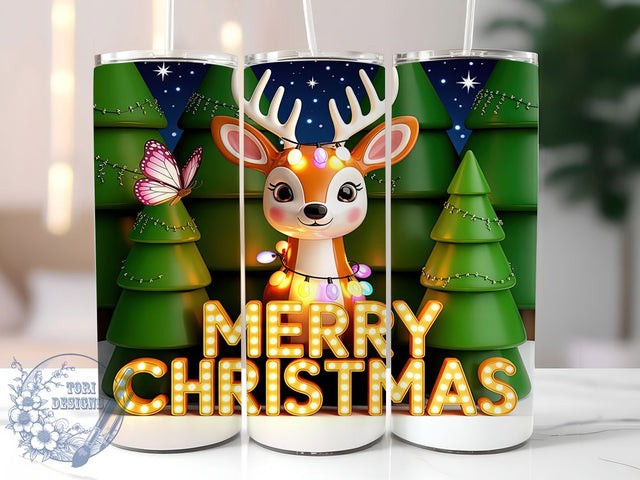 3D Cute Christmas Deer Tumbler, 3D Deer Wrap, Merry Christmas Mug Design, Sublimation Wrap, Holiday Drinkware, Christmas Gift Idea, Festive Deer Cup Sublimation ToriDesigns 