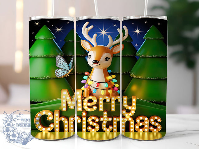 3D Cute Christmas Deer Tumbler, 3D Deer Wrap, Merry Christmas Mug Design, Sublimation Wrap, Holiday Drinkware, Christmas Gift Idea, Festive Deer Cup Sublimation ToriDesigns 