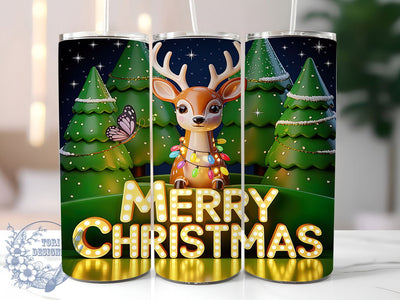 3D Cute Christmas Deer Tumbler, 3D Deer Wrap, Merry Christmas Mug Design, Sublimation Wrap, Holiday Drinkware, Christmas Gift Idea, Festive Deer Cup Sublimation ToriDesigns 