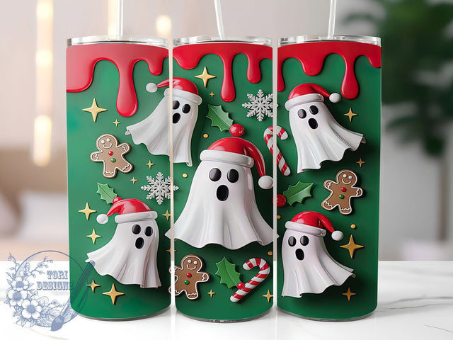 3D Cute Christmas Ghost Tumbler, Merry Christmas Sublimation Design, Snowflake Holiday Cup Art, 20oz Xmas Tumbler, Whimsical Ghost Mug, Stylish Christmas Cup, Cozy Holiday Wrap Sublimation ToriDesigns 