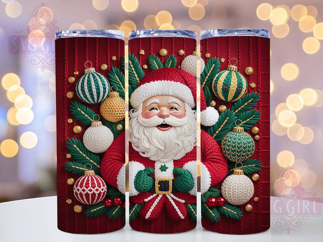 3D Cute Crochet Santa Christmas Tumbler, Crochet Knitting Christmas Sublimation Design, Festive Holiday Cup Art, 20oz Xmas Tumbler, Whimsical Santa Mug, Stylish Christmas Cup, Cozy Holiday Wrap Sublimation SvggirlplusArt 