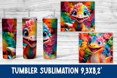 3d cute dinosaur sublimation tumbler PNG Sublimation Svetana Studio 