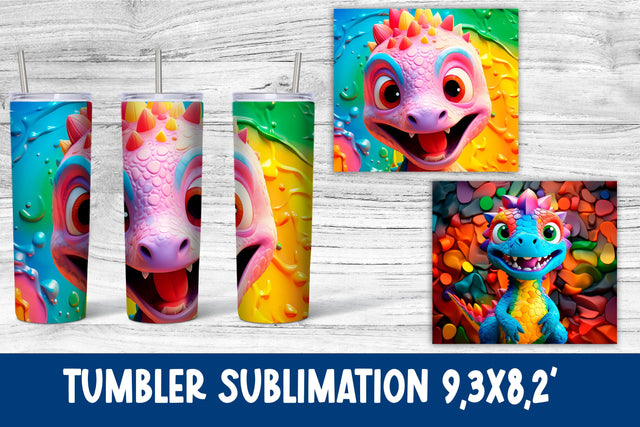 3d cute dinosaur sublimation tumbler Sublimation Svetana Studio 