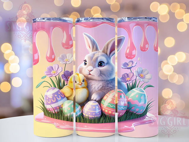 3D Cute Easter Bunny Tumbler, Cute Bunny Pattern, Easter Rabbit Design, 20Oz Sublimation Wrap, Festive Bunny Art, Spring Easter Texture, Tumbler Sublimation Sublimation SvggirlplusArt 
