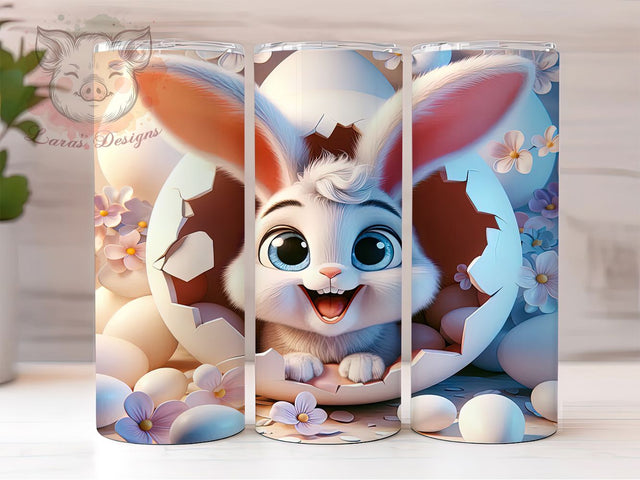 3D Cute Easter Bunny Tumbler, Easter Bunny Tumbler, Cute Bunny Wrap, Stylish 20oz Wrap, Sublimation Design, Trendy Gift Idea, Inspirational Easter Tumbler Sublimation Lara' s Designs 