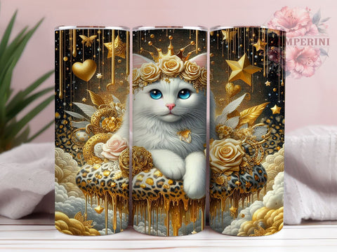3D Cute Flowers Cat 20oz Tumbler Wrap PNG, Cute Cat Tumbler Png, Straight & Tapered Tumbler Wrap, Instant Digital Download Sublimation Li Zamperini 