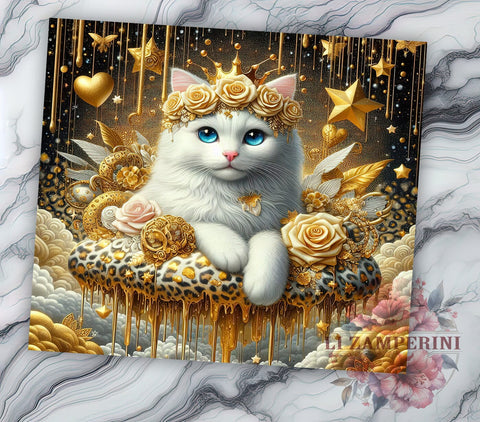 3D Cute Flowers Cat 20oz Tumbler Wrap PNG, Cute Cat Tumbler Png, Straight & Tapered Tumbler Wrap, Instant Digital Download Sublimation Li Zamperini 