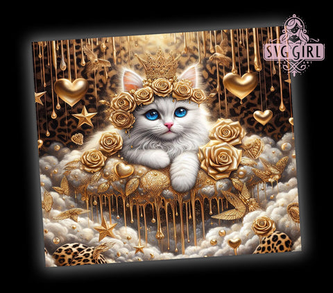 3D Cute Flowers Cat 20oz Tumbler Wrap Sublimation Design, Straight Tapered Tumbler Wrap, Cat Lovers Tumbler Png, Instant Digital Download Sublimation SvggirlplusArt 