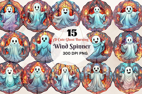 3D Cute Ghost Burning Wind Spinner Sublimation Regulrcrative 