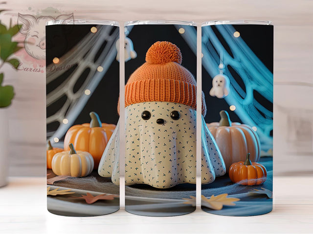 3D Cute Ghost Kawaii Halloween 20Oz Tumbler, Cute Halloween Cup, 20Oz Sublimation Wrap, Spooky Ghost Design, Kawaii Halloween Tumbler, Ghost Coffee Cup, Fall Drinkware Wrap Sublimation Lara' s Designs 