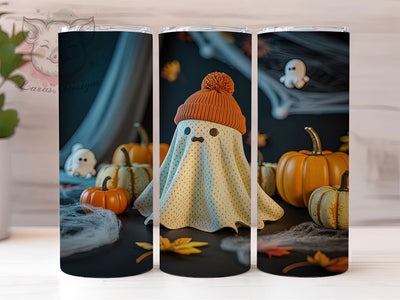 3D Cute Ghost Kawaii Halloween 20Oz Tumbler, Cute Halloween Cup, 20Oz Sublimation Wrap, Spooky Ghost Design, Kawaii Halloween Tumbler, Ghost Coffee Cup, Fall Drinkware Wrap Sublimation Lara' s Designs 