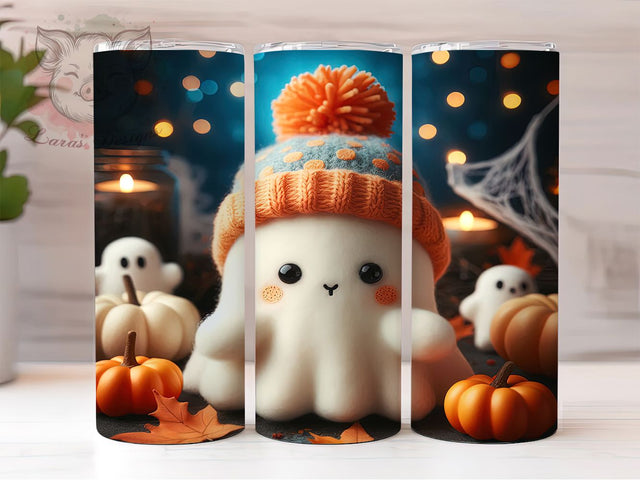 3D Cute Ghost Kawaii Halloween 20Oz Tumbler, Cute Halloween Cup, 20Oz Sublimation Wrap, Spooky Ghost Design, Kawaii Halloween Tumbler, Ghost Coffee Cup, Fall Drinkware Wrap Sublimation Lara' s Designs 