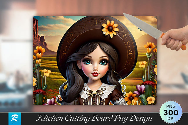 3D Cute Girl Cutting Board Sublimation Regulrcrative 