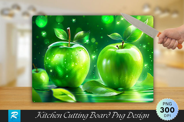 3D Cute Green Apple Cutting Board Sublimation Regulrcrative 