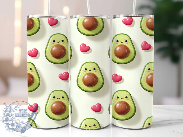 3D Cute Inflated Avocado Tumbler, 3D Inflated Sublimation Design, Cute Avocado Art, 20oz Fruit Tumbler, Whimsical Avocado Mug, Stylish Green Cup, Bold Avocado Wrap Sublimation ToriDesigns 