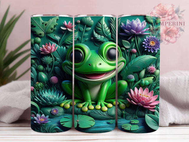 3D Cute Kawaii Frog Tumbler Wrap, Cute Frog Sublimation Wrap, 20Oz Frog Tumbler Wrap, Kawaii Frog Drinkware, Animal Lover Tumbler, Garden Frog Cup Wrap, Whimsical Frog Sublimation Sublimation Li Zamperini 