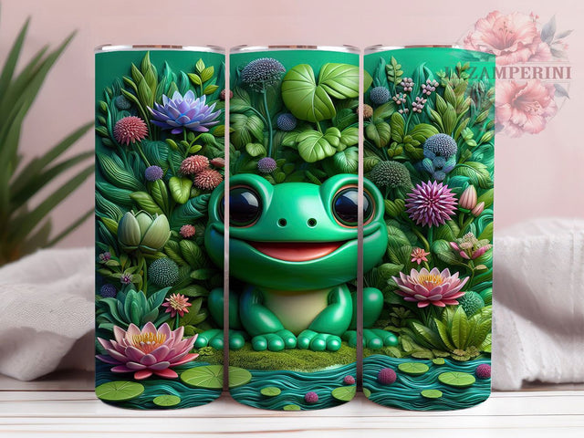 3D Cute Kawaii Frog Tumbler Wrap, Cute Frog Sublimation Wrap, 20Oz Frog Tumbler Wrap, Kawaii Frog Drinkware, Animal Lover Tumbler, Garden Frog Cup Wrap, Whimsical Frog Sublimation Sublimation Li Zamperini 