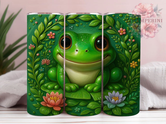3D Cute Kawaii Frog Tumbler Wrap, Cute Frog Sublimation Wrap, 20Oz Frog Tumbler Wrap, Kawaii Frog Drinkware, Animal Lover Tumbler, Garden Frog Cup Wrap, Whimsical Frog Sublimation Sublimation Li Zamperini 