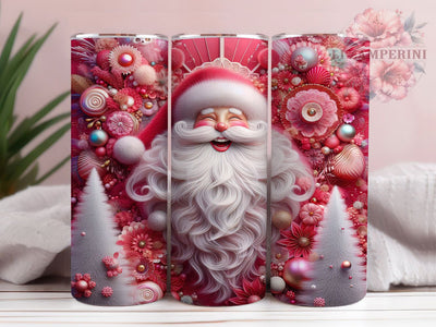 3D Cute Pink Santa Christmas Tumbler, Cute Santa Wrap, Christmas Santa Sublimation, Festive Holiday Cup, 20Oz Skinny Tumbler Wrap, Pink Santa Mug, Whimsical Christmas Design Sublimation Li Zamperini 