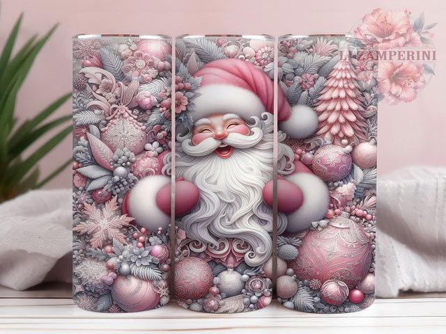 3D Cute Pink Santa Christmas Tumbler, Cute Santa Wrap, Christmas Santa Sublimation, Festive Holiday Cup, 20Oz Skinny Tumbler Wrap, Pink Santa Mug, Whimsical Christmas Design Sublimation Li Zamperini 