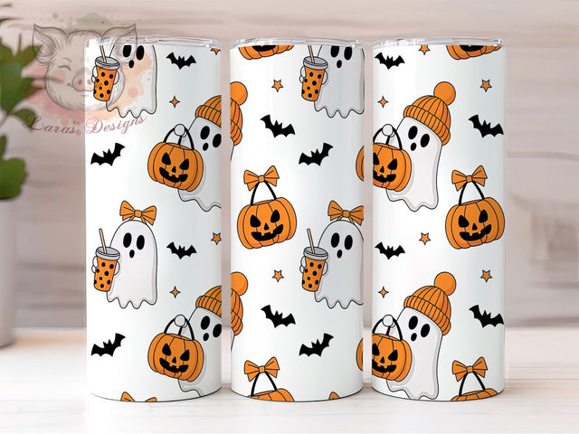 3D Cute Spooky Halloween Ghost Tumbler, Inflated Cute Ghost Wrap, Halloween Ghost Cup, 20Oz Sublimation Design, Spooky Ghost Drinkware, Fall Halloween Mug, Kawaii Ghost Tumbler Sublimation Lara' s Designs 