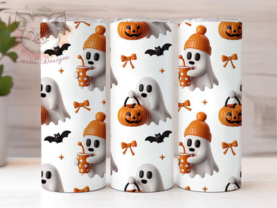 3D Cute Spooky Halloween Ghost Tumbler, Inflated Cute Ghost Wrap, Halloween Ghost Cup, 20Oz Sublimation Design, Spooky Ghost Drinkware, Fall Halloween Mug, Kawaii Ghost Tumbler Sublimation Lara' s Designs 
